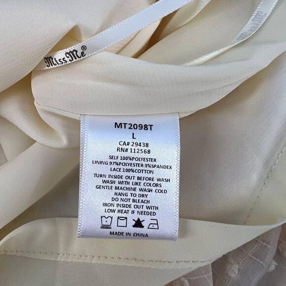 Miss Me Women's Tank Top Size Large Cream Swiss Dot Crochet MT2098T 51 - Picture 10 of 13